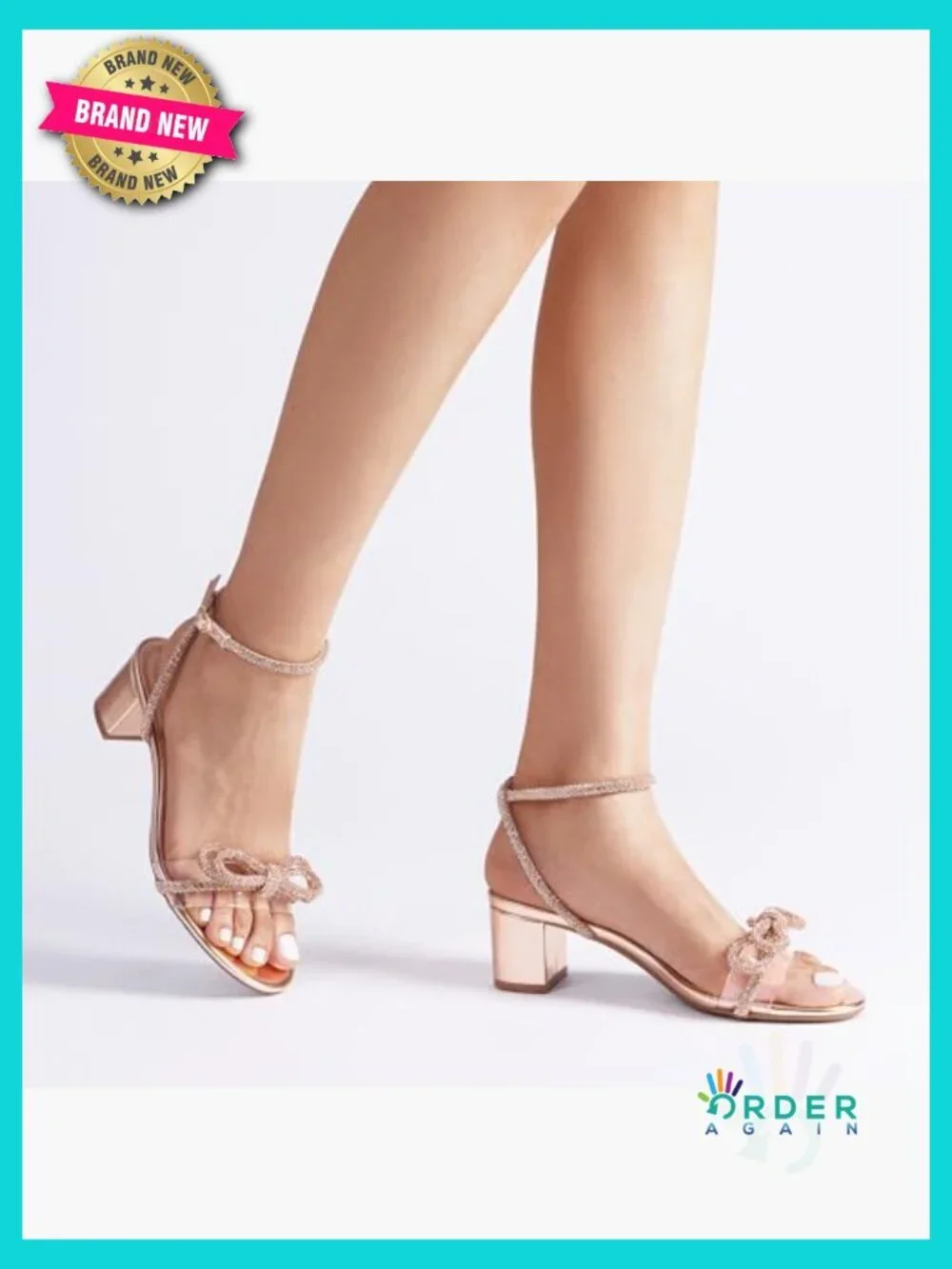 Double Bow Rhinestone Crystal Sandals Low Chunky Heels Slingback Dress Shoes